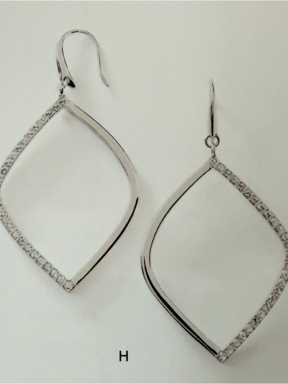Touchstone Crystal Silver-Tone Curved Diamond Frame Drop Earrings